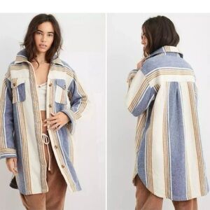 Aerie Blue and Cream Striped Jacket